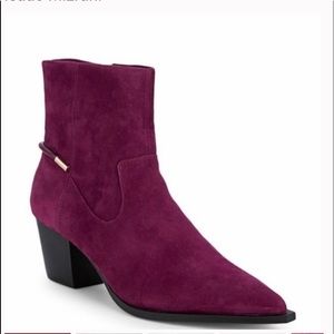 Isaac Mizrahi Leather suede Western Ankle Boots Wine Cranberry Sz 7 New